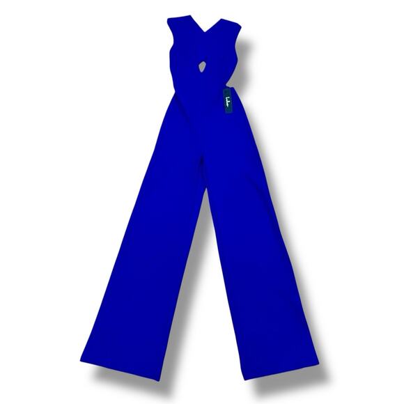 Lulus Size XS Thinking Out Loud Blue Backless Wide Leg Jumpsuit KP8458 - Picture 1 of 6